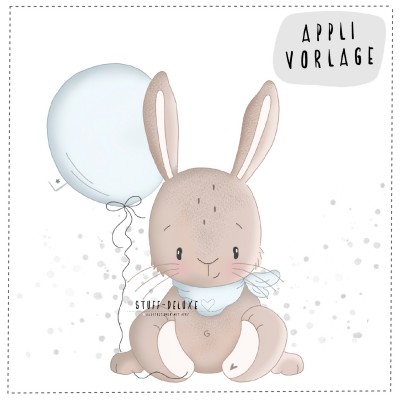 Hase Henri mit Ballon Applikationsvorlage 