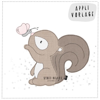 Hörnchen mit Schmetterling Applikationsvorlage