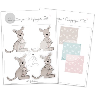 Australien Digistamp  Känguru Frieda mit Baby