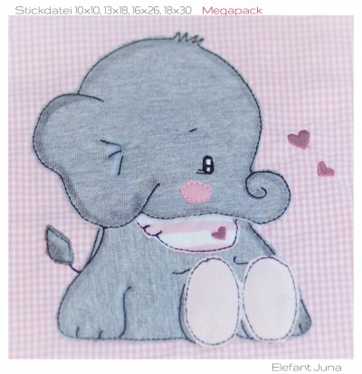 Juna Elefant Elefantenmädchen mädchen Stickdatei