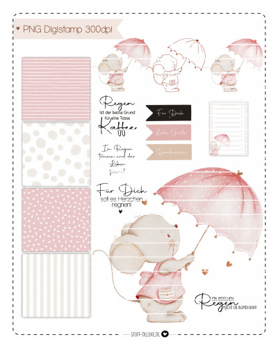 Digistamp + Digipaper Set Regenschirm Fienchen