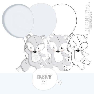 Digistamp Fuchs Fynn mit Ballon 
