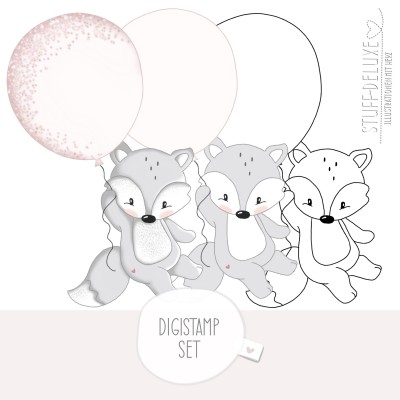 Digistamp Fuchs Fenya mit Ballon 