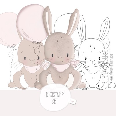 Digistamp Hase Lotta mit Ballon 