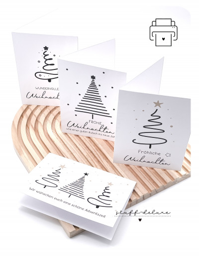 DIGITAL PRINT PDF 4x DIN A6 Klappkarte Weihnachten