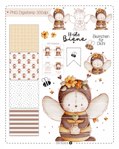 Digistamp + Digipaper Set Biene Sabienchen