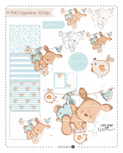 Digistamp + Digipaper Set Hasi an der Leine