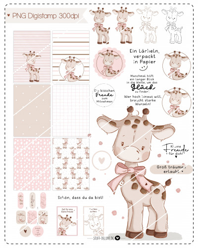 Digistamp + Digipaper Set Giraffenliebe