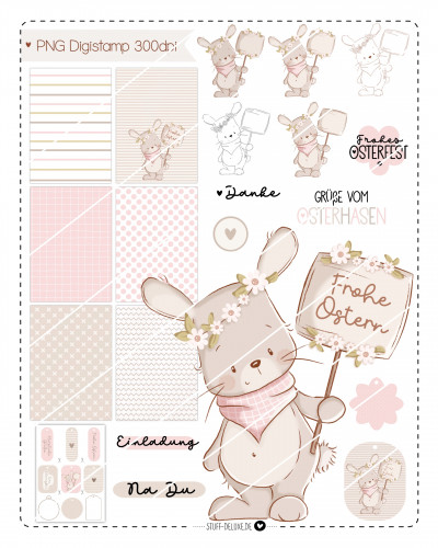 Digistamp + Digipaper Set Hasi mit Schild
