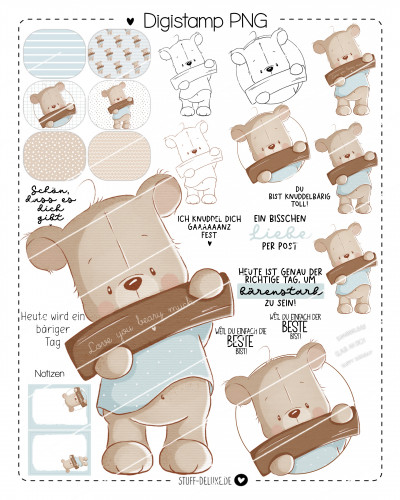 Digistamp + Digipaper Set Love you Bear