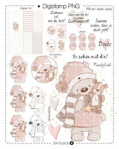Digistamp + Digipaper Set Kuschelbärchen