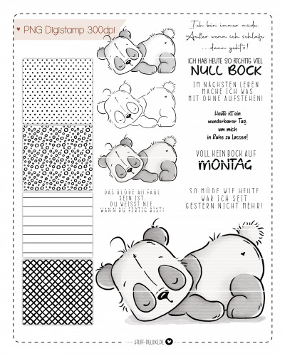 Digistamp + Digipaper Set Kein Bock Panda