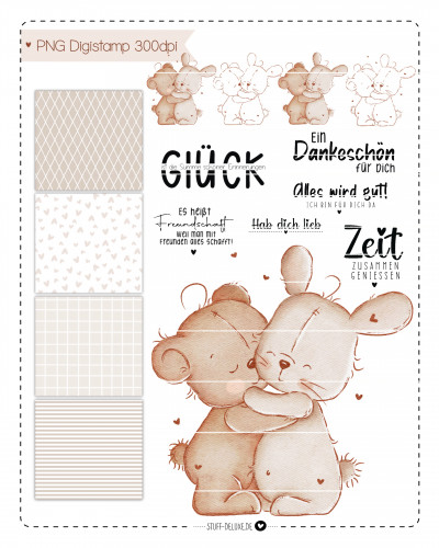 Digistamp + Digipaper Set Knuddelfreunde
