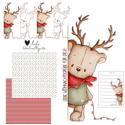 Digistamp + Digipaper Set Elchibär Peekaboo