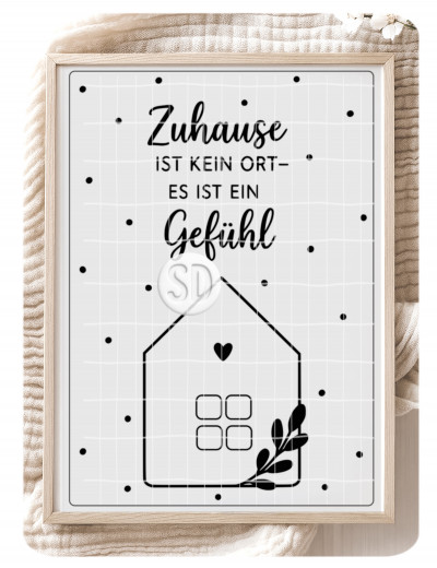 DIGITAL PRINT PDF POSTER DIN A3 A4 A5 schwarz weiß ZUHAUSE