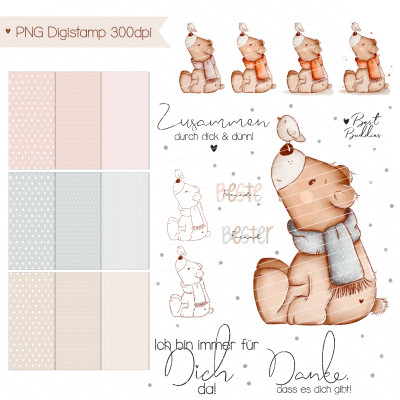 Digistamp + Digipaper Set beste Freunde