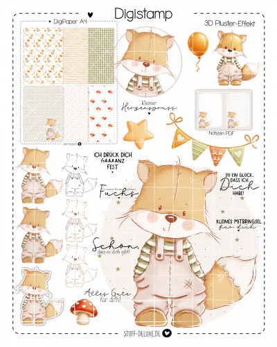 Digistamp + Digipaper Set kleiner Fuchsi