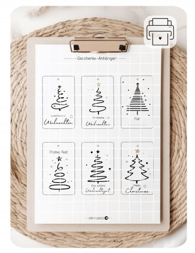 DIGITAL PRINT PDF 6x Geschenke Anhänger Weihnachten