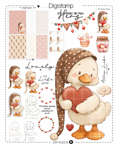 Digistamp + Digipaper Set Lieblingsentchen