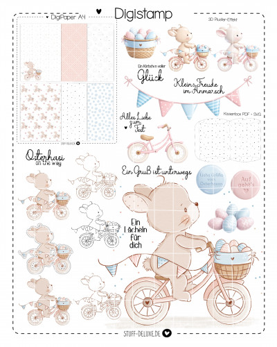 Digistamp + Digipaper Set Auf gehts Hasi 