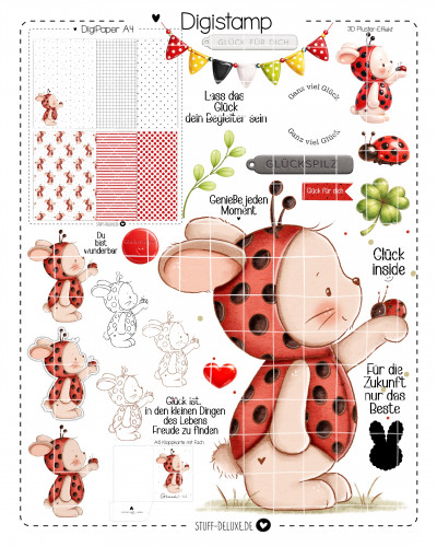 Digistamp + Digipaper Set Marienkäferliebe