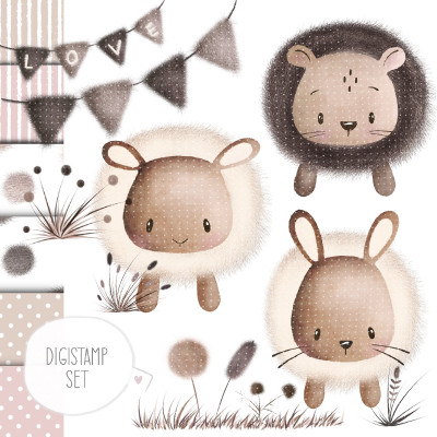 Digistamp + Digipaper  Set Flauschis