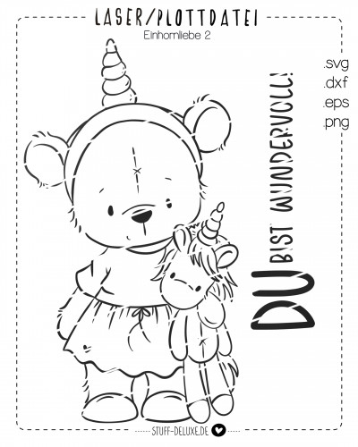 Einhornliebe 2 Plottervorlage / Laserdatei 