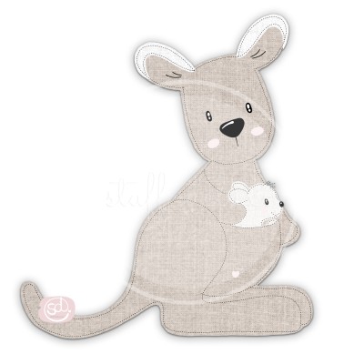 Australien Känguru Frieda mit Baby Applikationsvorlage