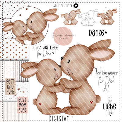 Digistamp + Digipaper Set Hasenliebe