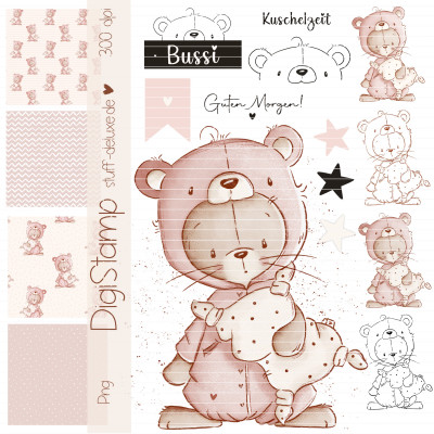 Digistamp + Digipaper Set Kuschelhase 