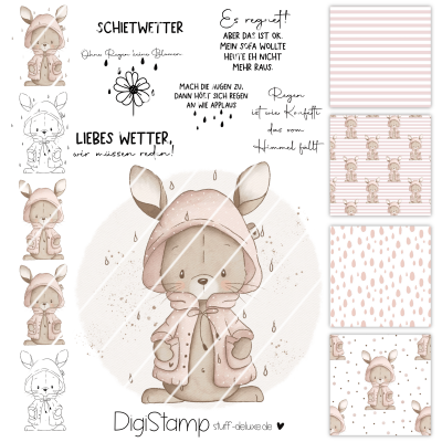 Digistamp + Digipaper  Set Lotta mit Regenmantel 
