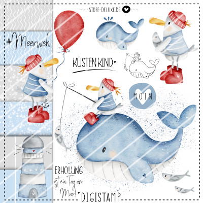 Digistamp + Digipaper Set Mo und Walli