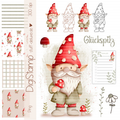 Digistamp + Digipaper Set Zwergenliebe