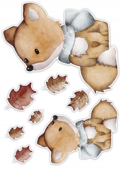 Bügelbild PVC frei Herbstfuchs 2 Set 