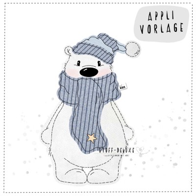 Eisbär Walter Applikationsvorlage 