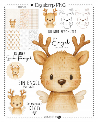 Digistamp + Digipaper Set Rentier Engel