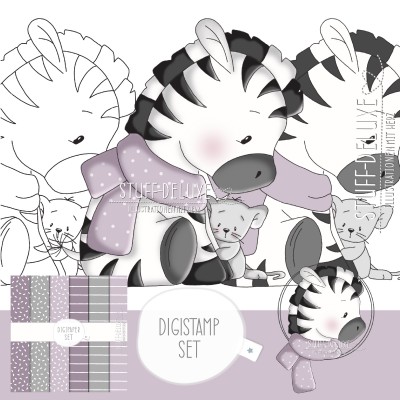 Digistamp + Digipaper Set Zebra Zarah mit Mausi 