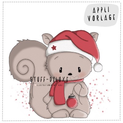 Weihnachtshörnchen Applikationsvorlage