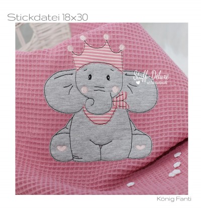 Elefant, König, Krone, Elephant, sticken, Stickdatei 