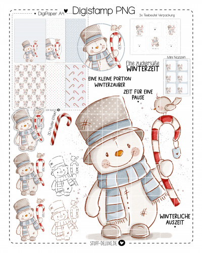 Digistamp + Digipaper Set Lovely Snowman 