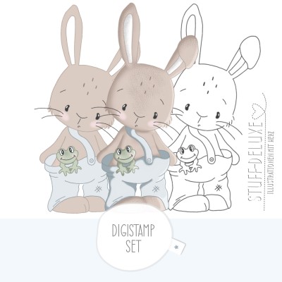 Digistamp Hase Henri mit Frosch Fritz 