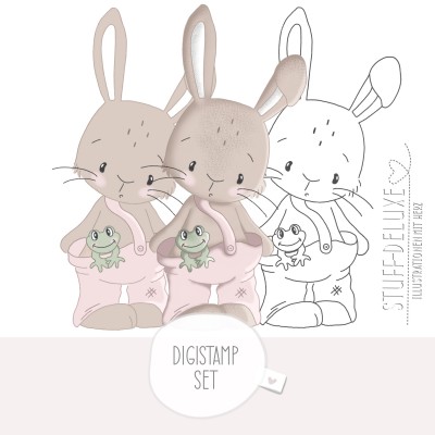 Digistamp Hase Lotta mit Frosch Fritz 
