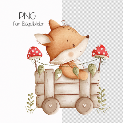 PNG Fuchsi unterwegs für Bügelbilder