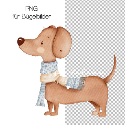 PNG Dackel Waldi für Bügelbilder