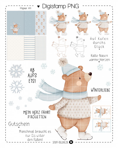 Digistamp + Digipaper Set Schlittschuh Norbert