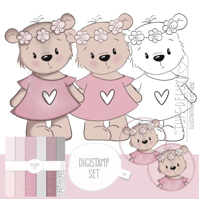 Digistamp + Digipaper Set Sommerbärchen