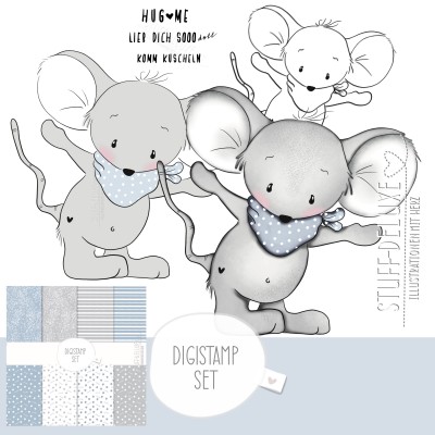 Digistamp + Digipaper Set Hug Me Maus Junge