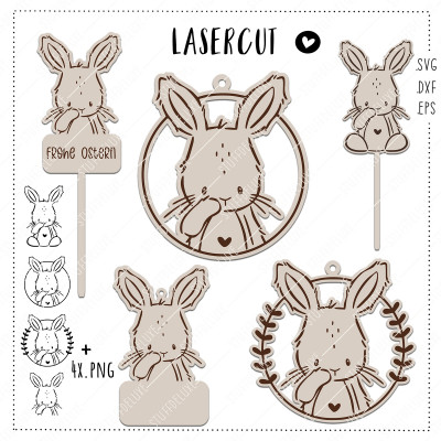 Lasercut Knuffelhase SVG PNG DXF EPS