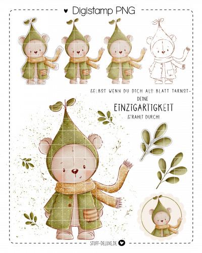 Digistamp + Digipaper Set Blätterbär