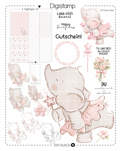 Digistamp + Digipaper Set Glitzerfanti